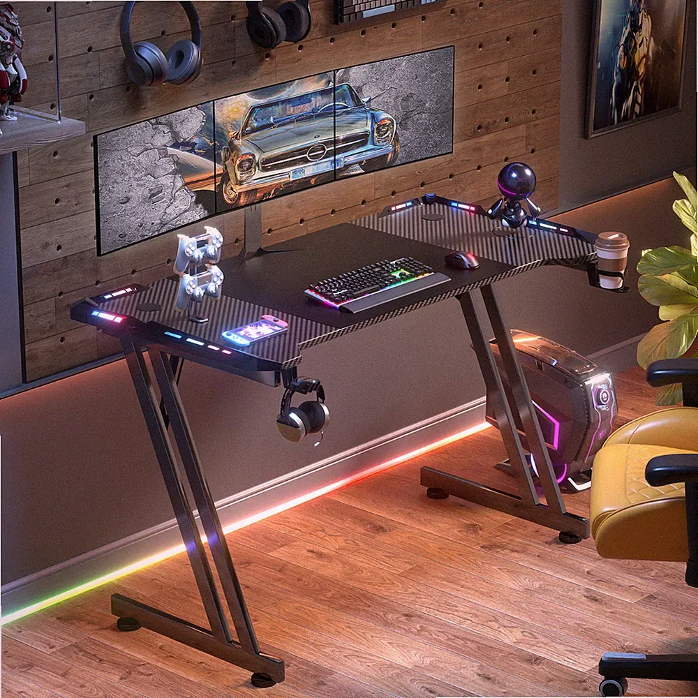 47 inch Gaming Desk with Headphone Hook & Cup Holder, Gaming Table Computer Desk
