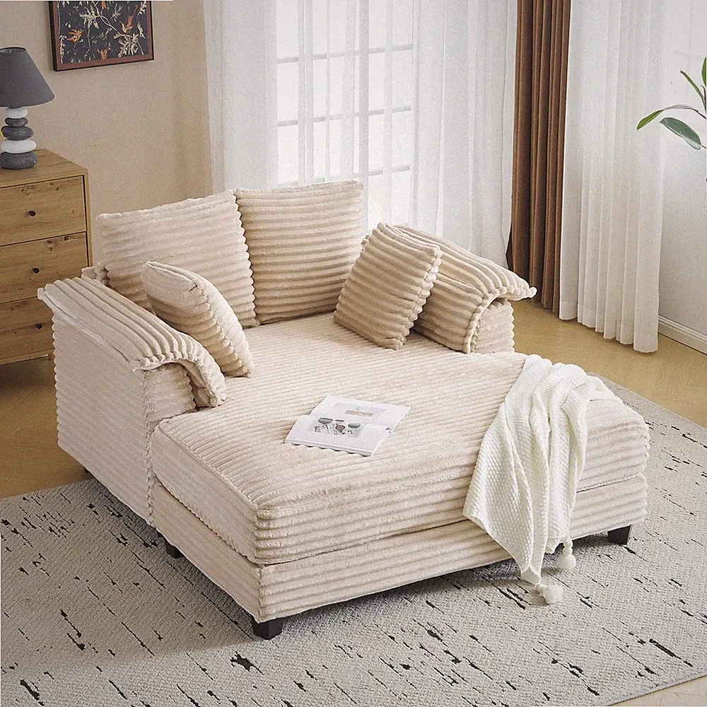 55.9"W × 69.4"D × 33.9"H Upholstered Sofa Bed with Throw Pillows & Armrests