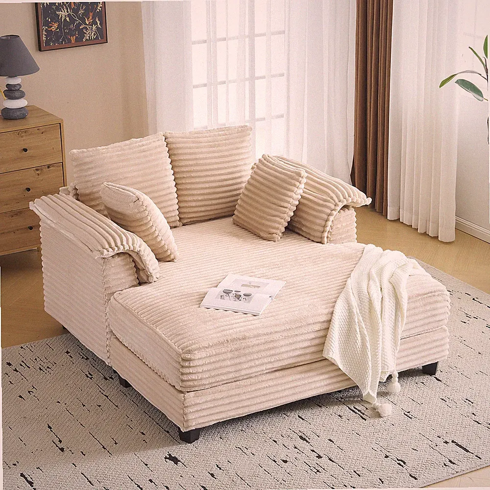 55.9"W × 69.4"D × 33.9"H Upholstered Sofa Bed with Throw Pillows & Armrests