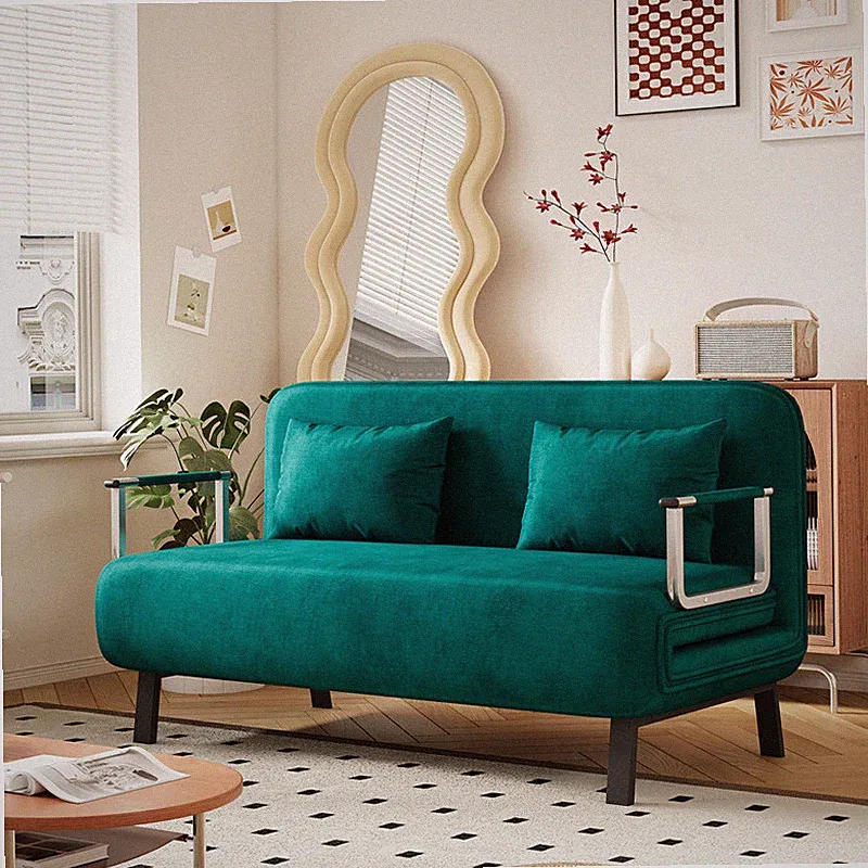 55 in Convertible Chair Bed, Tri-Fold Sofa Bed Adjustable Backrest with 2 Pillow