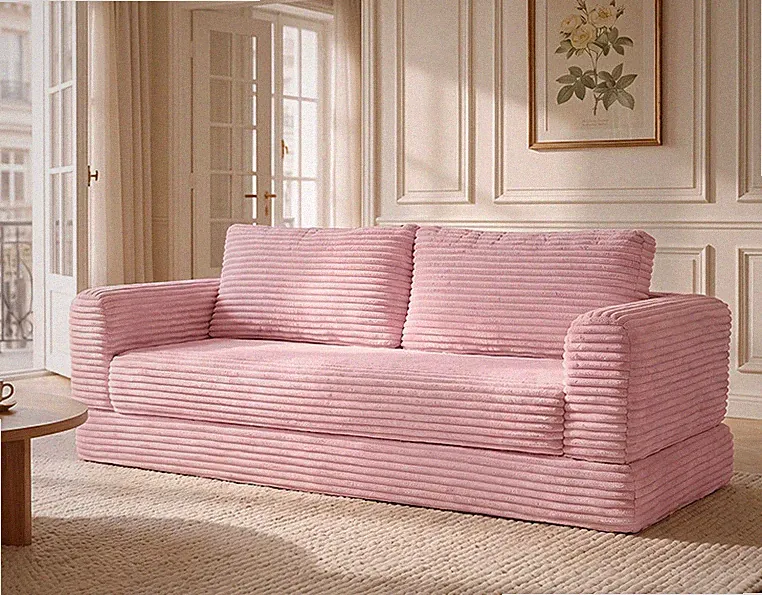 55 Inch Convertible Futon Sofa Bed,Folding Boneless Couches w/Sleeper Sofa,Fold