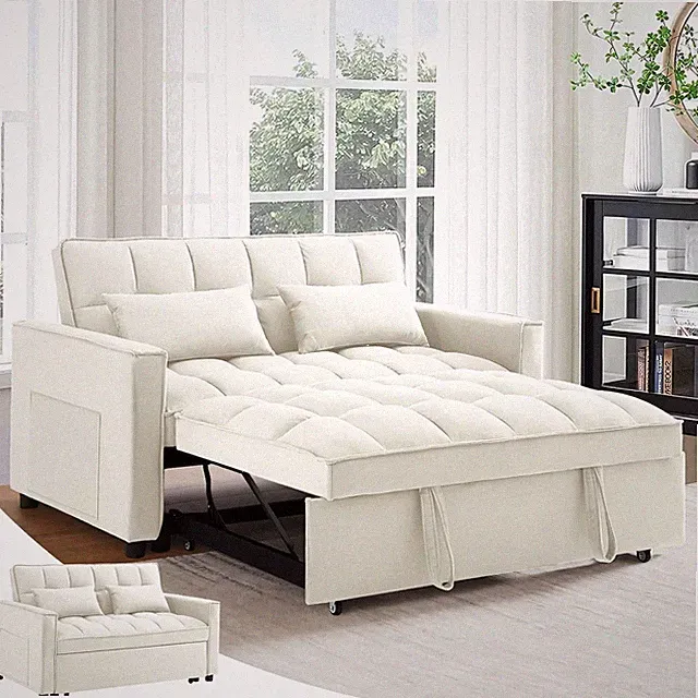 55" Modern Velvet Convertible Sleeper Sofa Bed Loveseat Couch Pull-Out Bed Sofa
