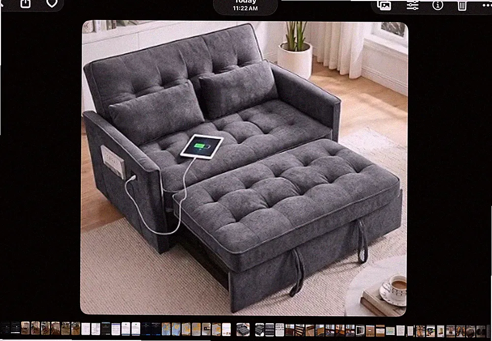 55" NIB dk. gray Convertible Sofa Bed