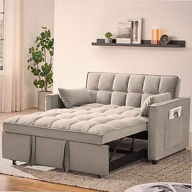 55" Sofa Cama Gris Convertible Para Sala Moderno Twin Muebles Barato En Oferta