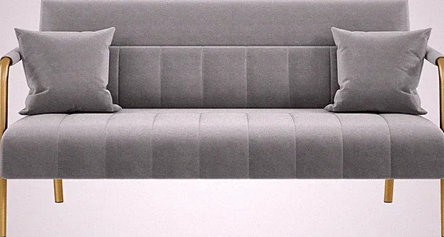 56.5" W Modern Sofa Small Sofa Luxurious Velvet Fabric Couch with Gold-Tone Meta