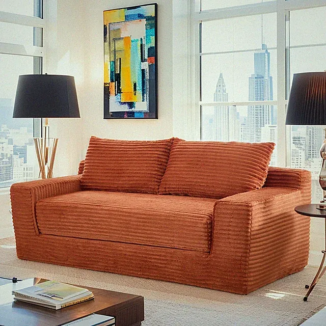 56"Memory Foam Loveseat Compression Sofa For Living Room - No Assembly, Conver