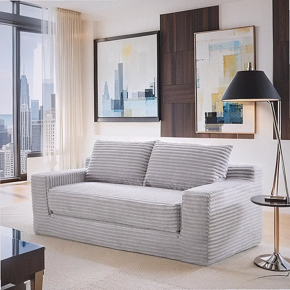56"Memory Foam Loveseat Compression Sofa For Living Room-No Assembly,Convertib