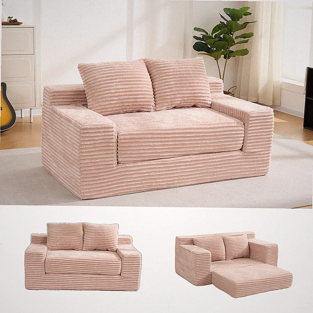 56"Memory Foam Loveseat Compression Sofa For Living Room-No Assembly,Convertible