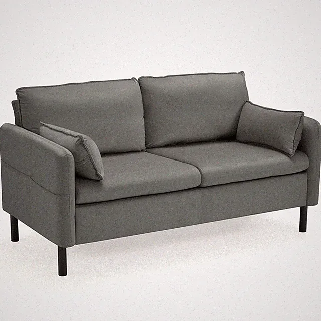57.9" Modern Upholstered Loveseat Sofa with 2 Cushions and Side Pockets