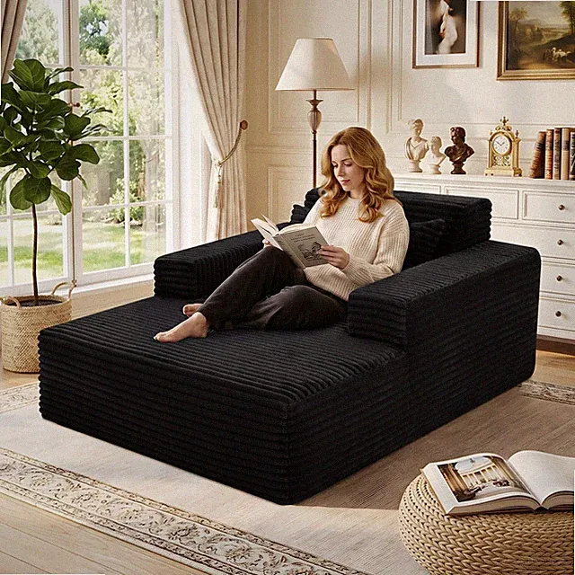 57" Chaise Lounge Chair Indoor, Boneless Couch Oversized Sofa Bed Reading Chair