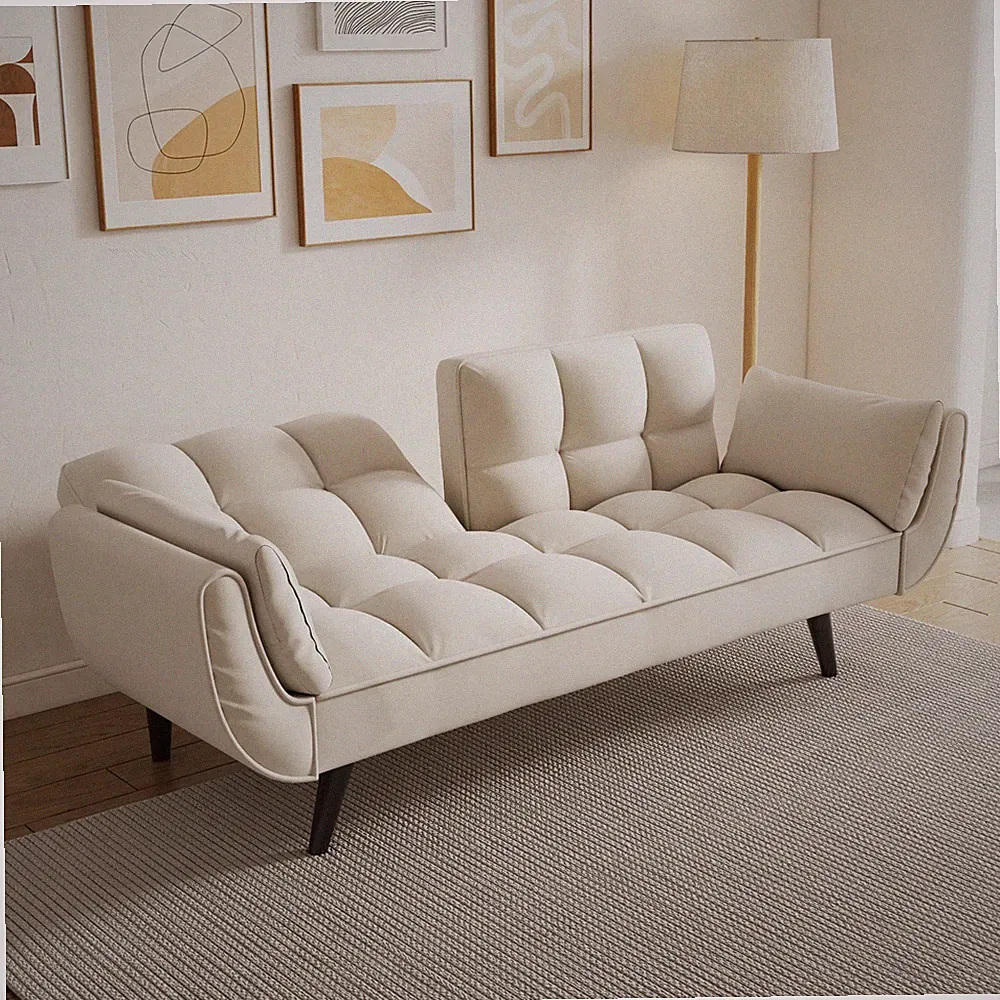 57" Convertible Sofa Bed with 2 Pillows Sofa Couch For Living Room Small Space
