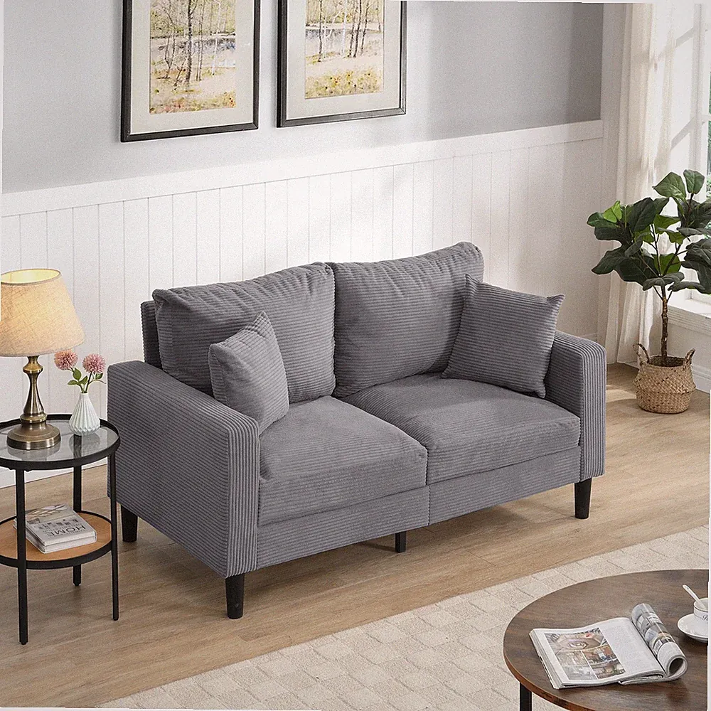 57 " High Resilience Loveseat Sofa, Wooden Frame 2 Seat Sofa, Comfy , Small Sp