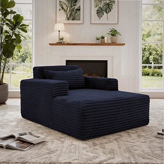57"Oversized Chaise Lounge Chair Indoor Boneless Sleeper Sofa Bed with Deep Seat