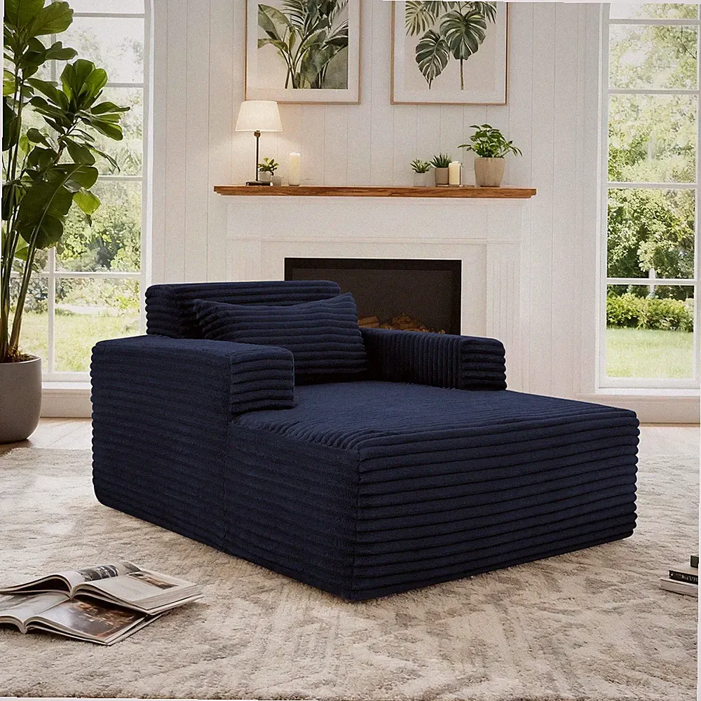 57" Oversized Chaise Lounge Chair Indoor,Corduroy Upholstered Boneless Sofa Bed