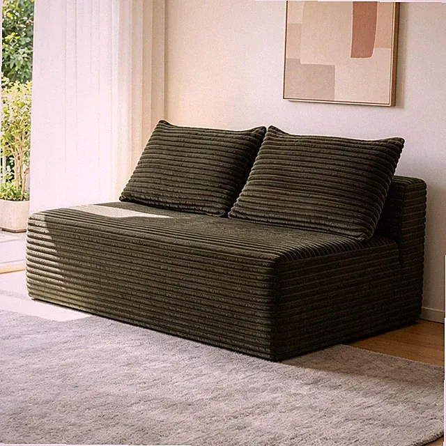 58" 2 Seat Sofa with Plush Green Velvet Upholstery, Cup Holder