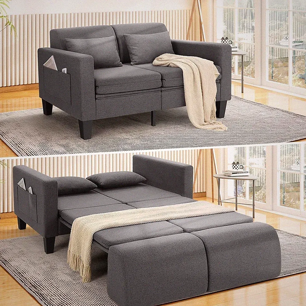 58/74'' Wide Loveseat Sleeper Sofa Bed Convertible Sofa Couch for Family Gift