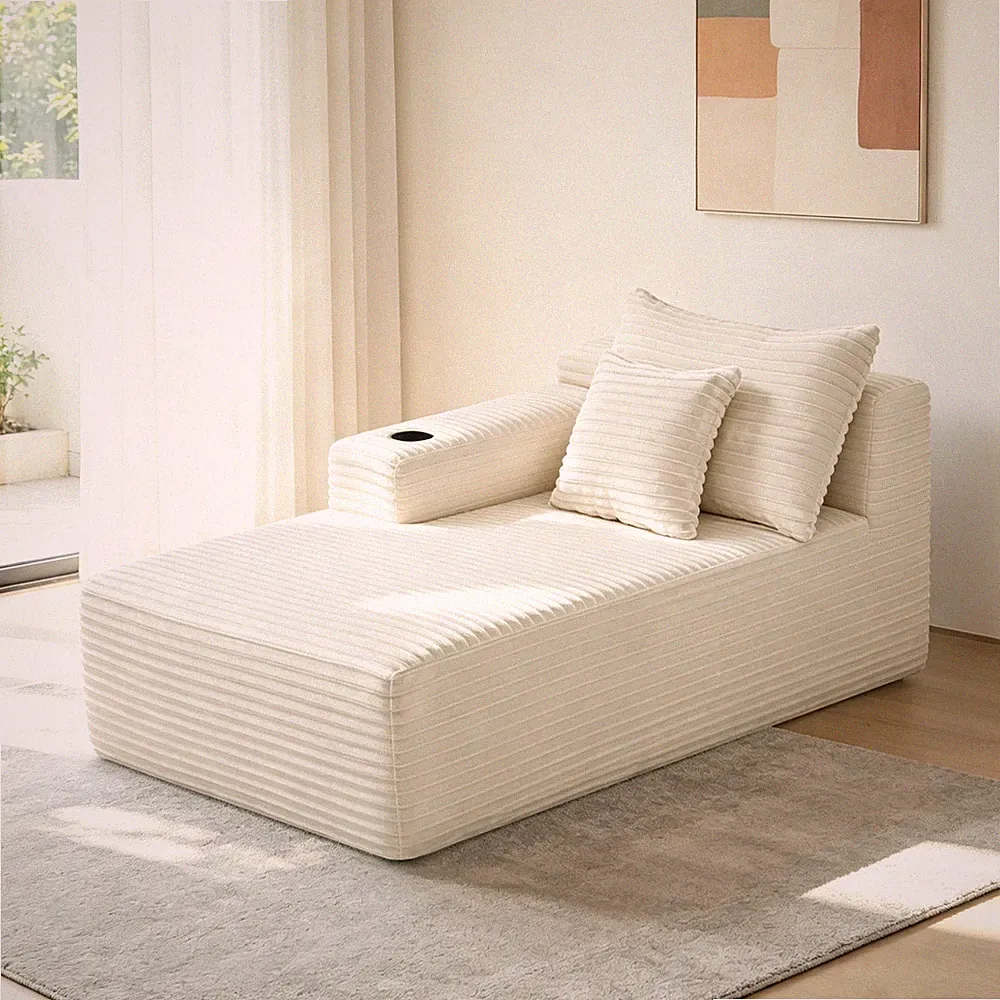 58" Cloud Sectional Sofa w/TWO Steas and Side Pockets and Cup holder ,Modern Mod
