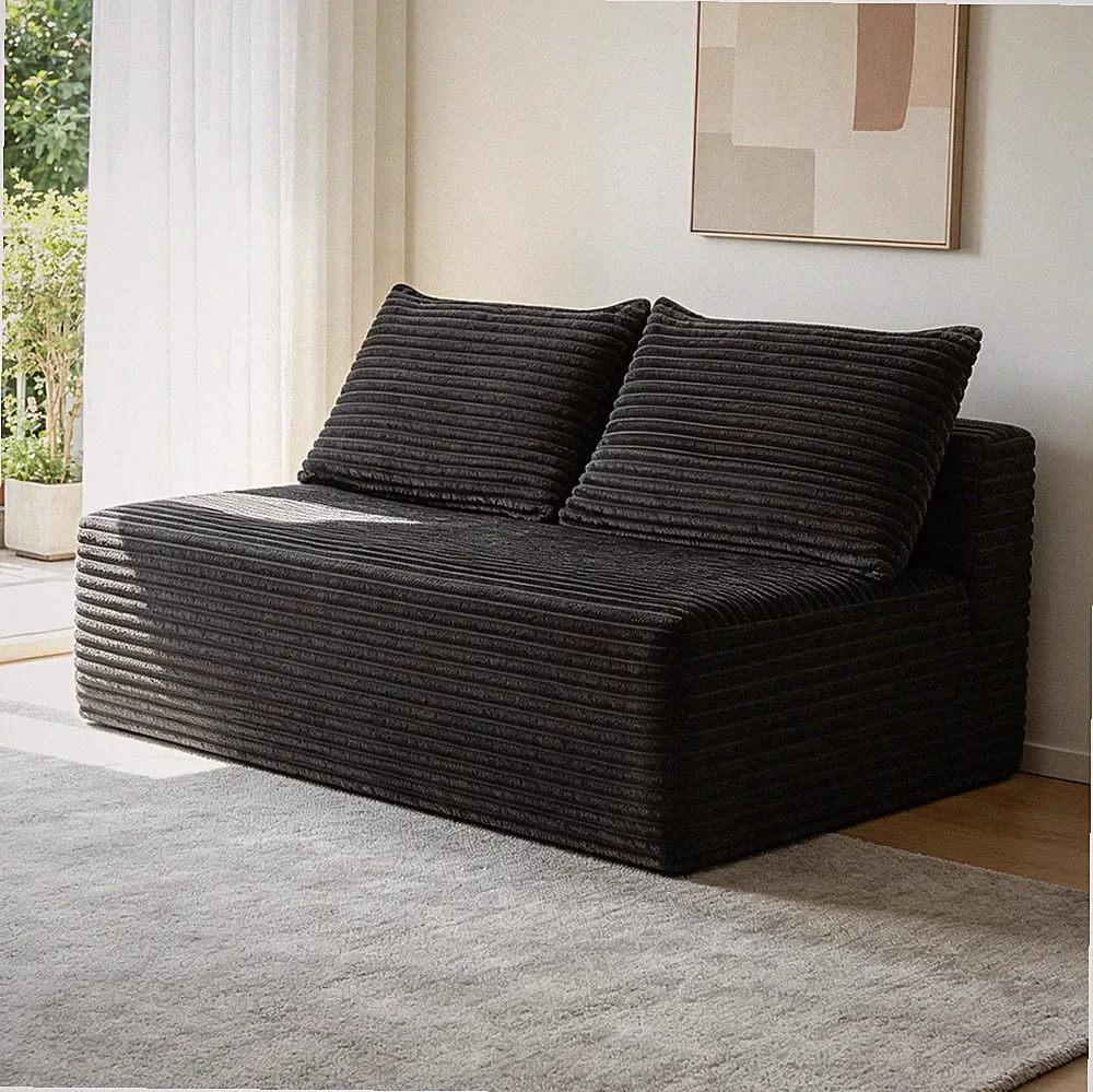 58-inch 2 seat median longue w/plush grey velvet,cup holder,flexible matching,m