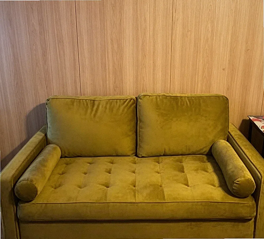 58" Sectional Loveseat Sofa Couch Mid Century Modern Small Space Mustard yellow