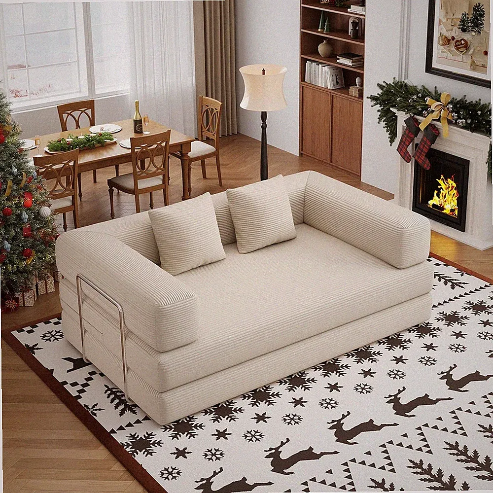 59.0 Inch Convertible Sofa Bed 4-in-1Futon Sofas Bed Pull Out Sleeper Couch