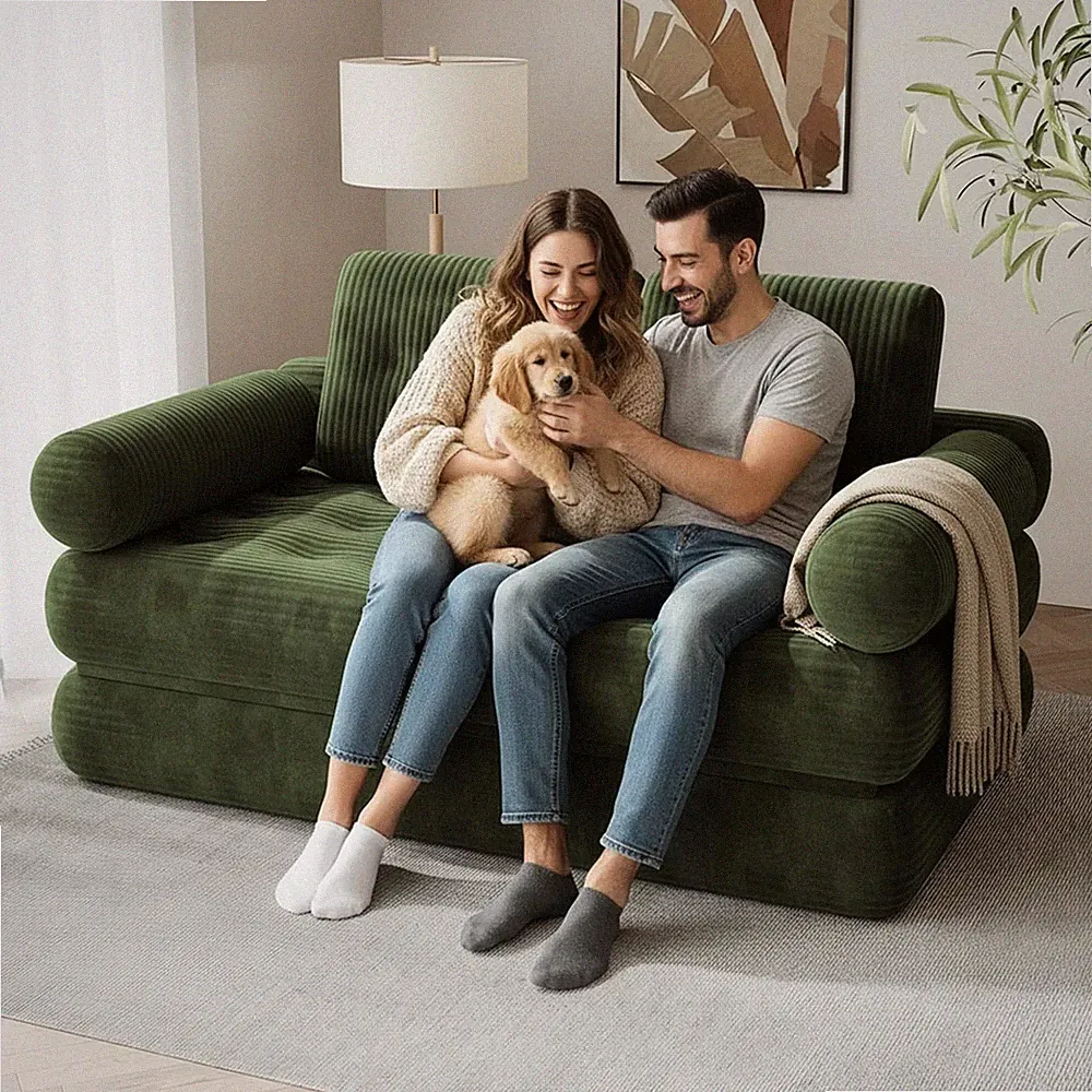 59" Convertible Sofa Bed, 5-in-1 Folding Sleeper Chair with Pillows &