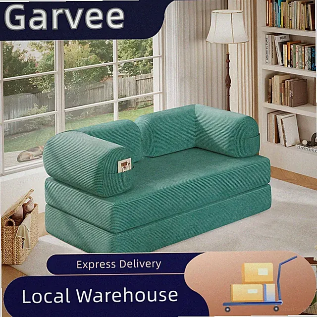59 Inch Convertible Sofa Bed 4-in-1 Futon Sofas Bed Pull Out Sleeper Couch Cordu