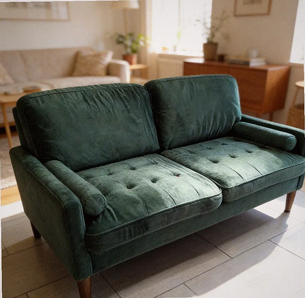 59 inch Green Velvet Sofa Couch for Living Room Office, Comfy Spring Seat Settee