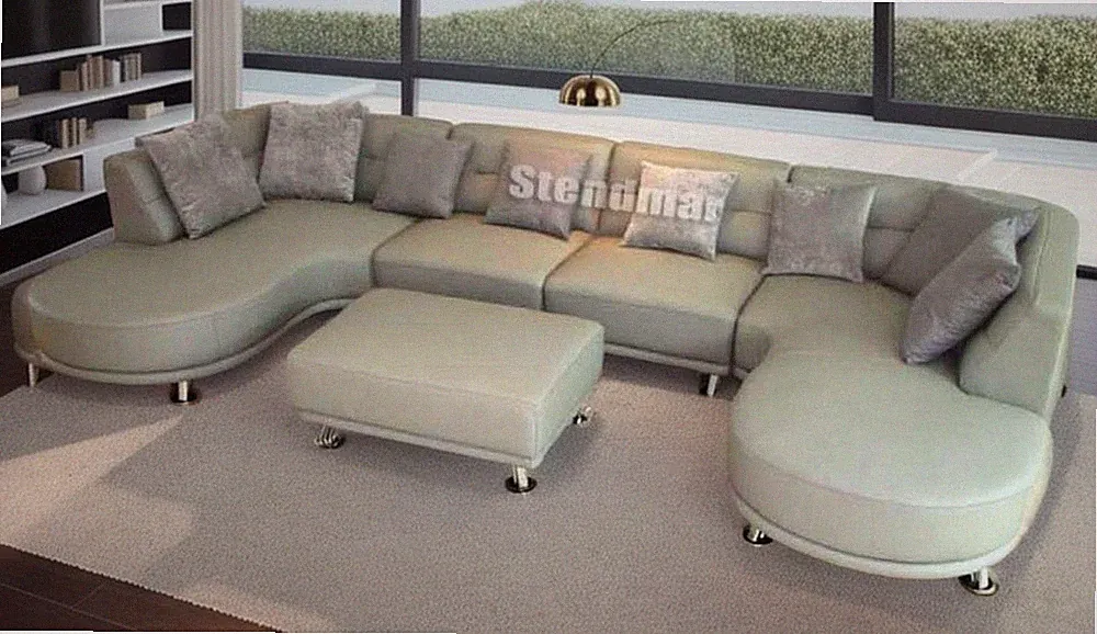 5PC MODERN EURO DESIGN LEATHER SECTIONAL SOFA S89P5
