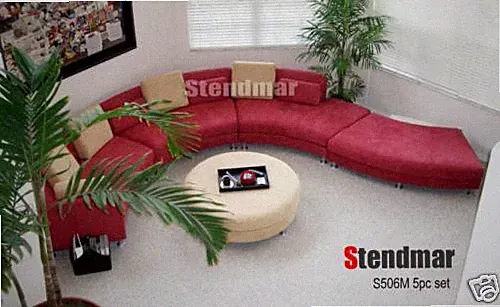 5PC MODERN ROUND SECTIONAL GRAY Microfiber Sofa Set S506MR (Custom Options)