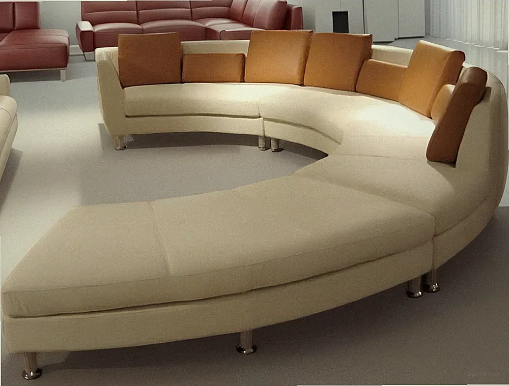 5PC NEW MODERN ROUND SECTIONAL LEATHER SOFA S506 (Custom Made Options)