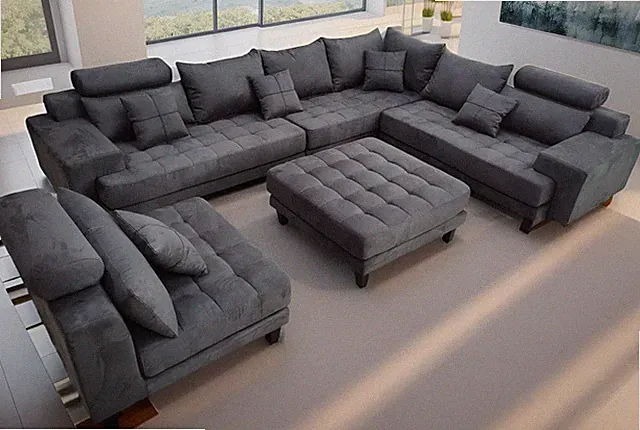5pc. Reversible Microfiber Grey Sectional Sofa Set S150D5A (Custom made option)