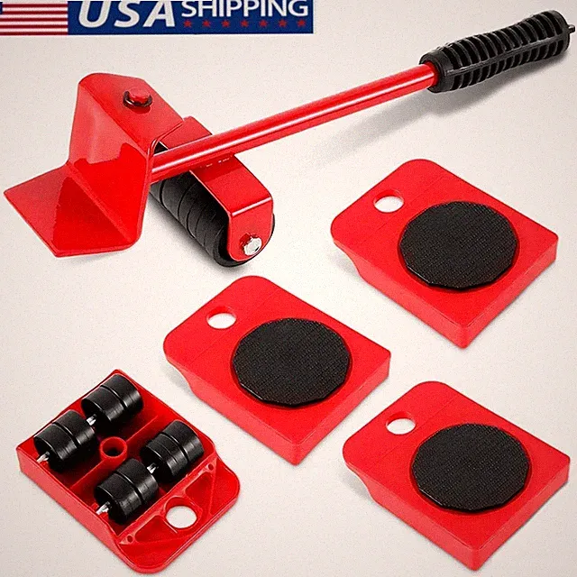 5Pcs Heavy Furniture Lifter Lifting Easy Moving Slider Mover Tool Set Removal US