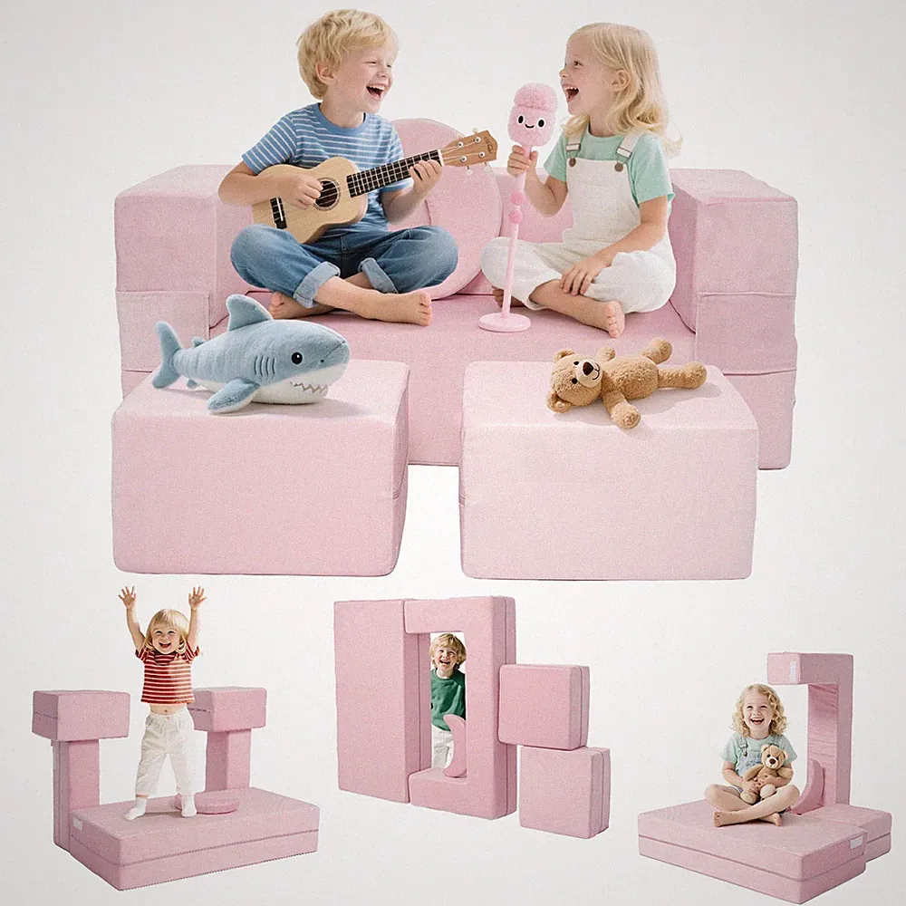 5pcs Modular Kids Play Couch, Kids Couch for Playroom and Bedroom Toddler Sofa