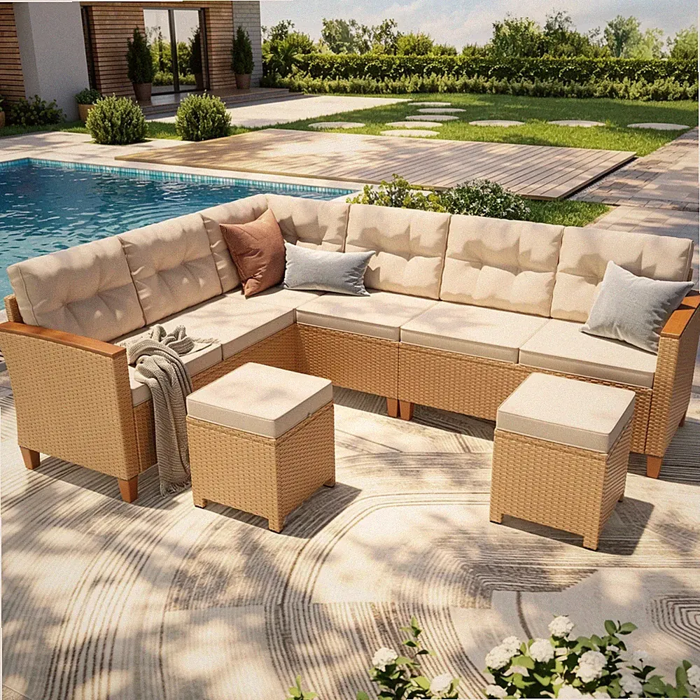 5Piece Wicker Patio Furniture Outdoor Patio Furniture Set Outdoor Sectional Sofa