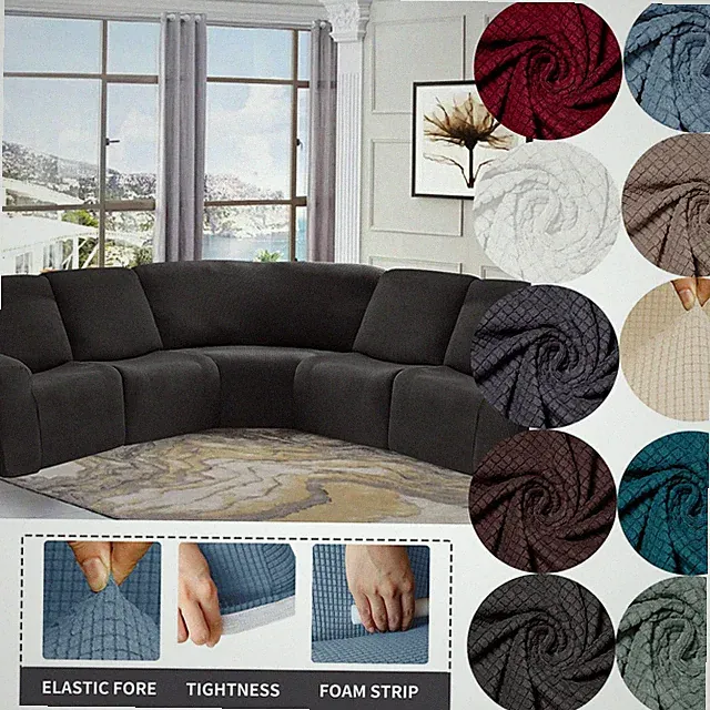 5Seat Corner Slipcover Sectional Recliner Sofa Cover L Shape Velvet Cover7-Piece