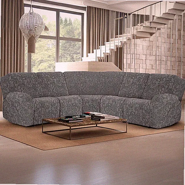 5Seat Recliner Sectional Sofa Cover Jacquard Stretch Corner Couch Sofa Slipcover