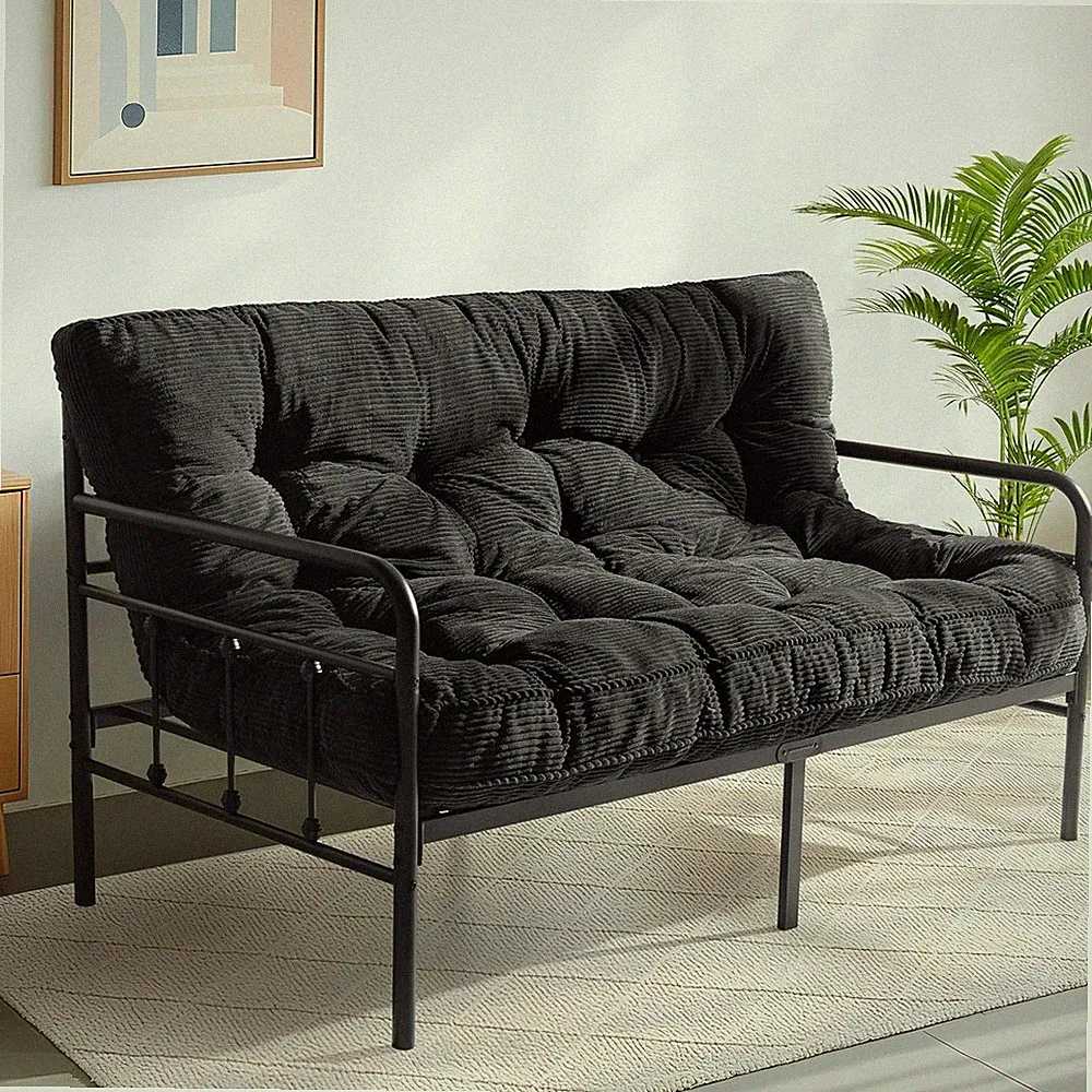 6 Futon Mattress Full Size, Tufted Futons Sofa Couch Bed with Twisted Rope Desig