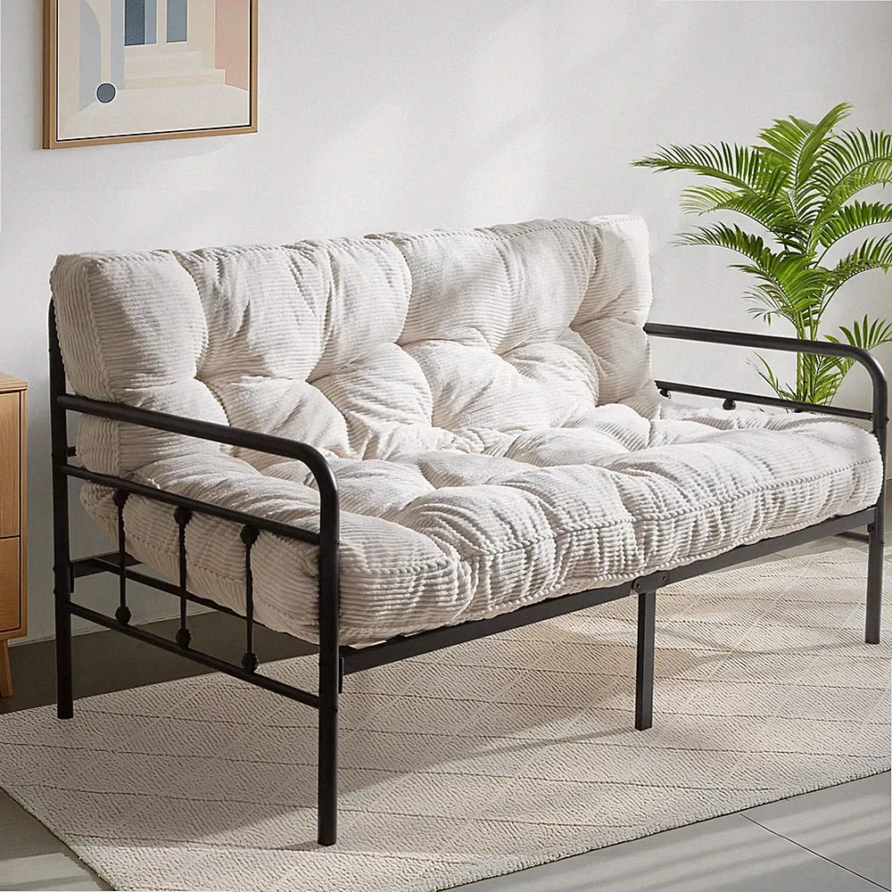 6" Futon Mattress Full Size, Tufted Futons Sofa Couch with Twisted Rope Desig...