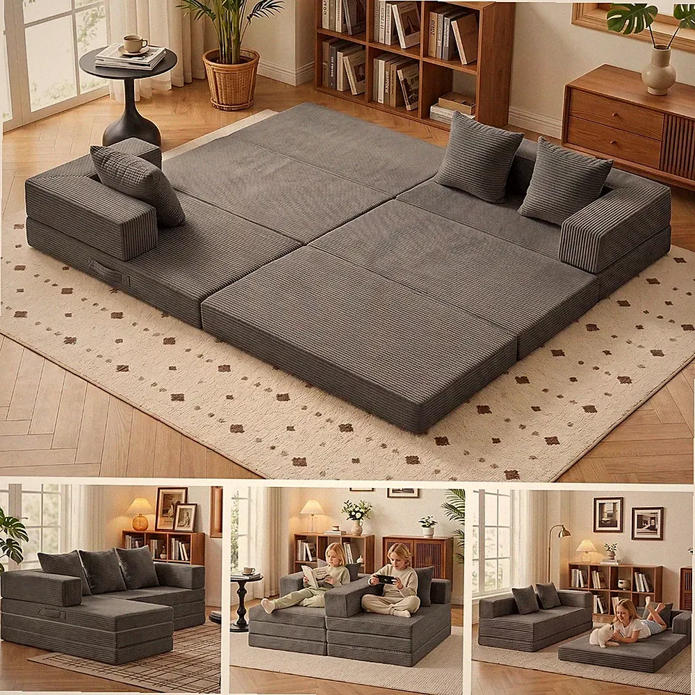 6-In-1 Tri-Folding Mattress | Cloud Boneless L-Shaped Modular Sectional Couches