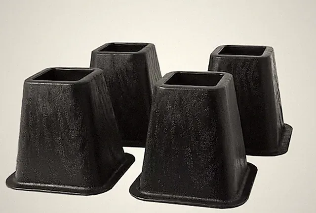 6 in. Bed Risers 4 Pack Heavy Duty Furniture Lifts Black 6 Inch Bed Lift Blocks