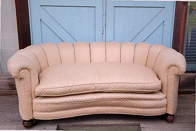 6' Kidney curved Sofa shellback Tufted settee Davenport Art Deco Couch - SHIPPED