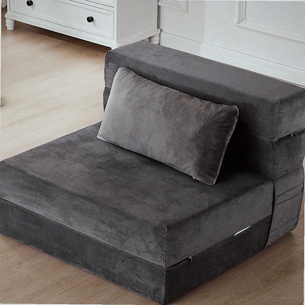 6" Memory Foam Folding Sofa Bed with Pillow & Storage Bag - Twin Size