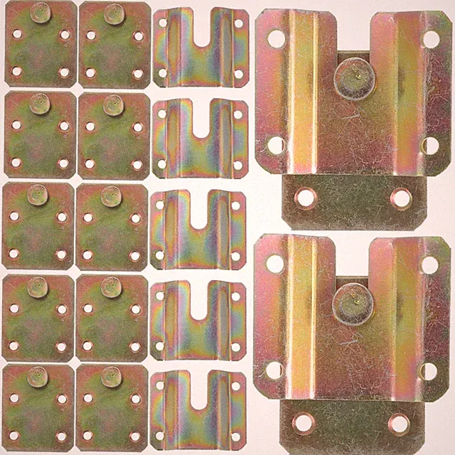 6 Pack Iron Bed Bracket Hinge Connector Interlocking Hooks Furniture Mounting...