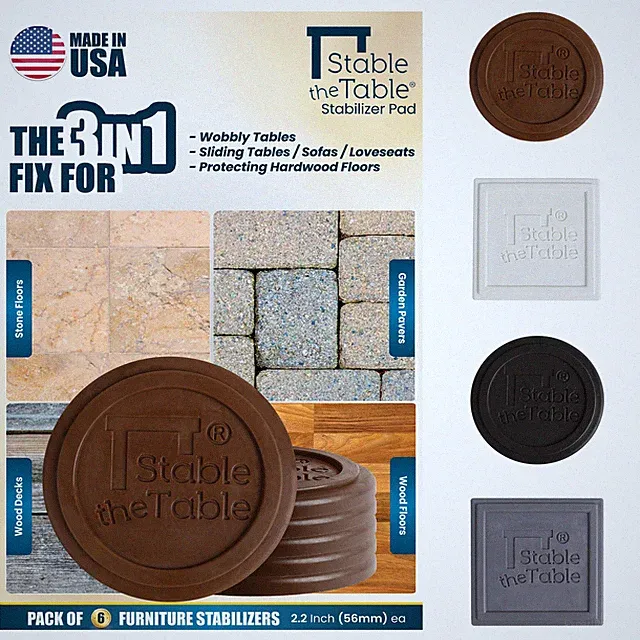 6 Pack-Walnut Round, Furniture Leveler & Riser, Anti-Slip Sofa Gripper for H...