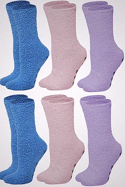 6 pairs pack Non-Slip Hospital Cozy Fuzzy Lounge Slipper Socks