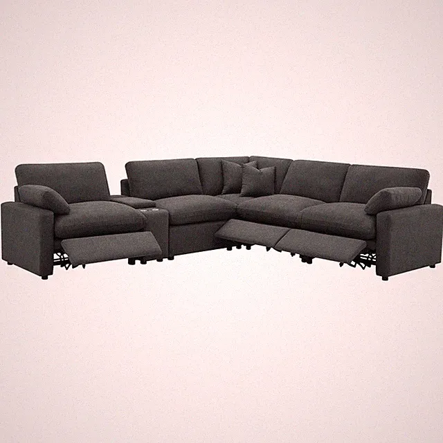 6 PC DARK GRAY POWER 3 RECLINER RECLINING WALL HUGGER SOFA SECTIONAL FURNITURE