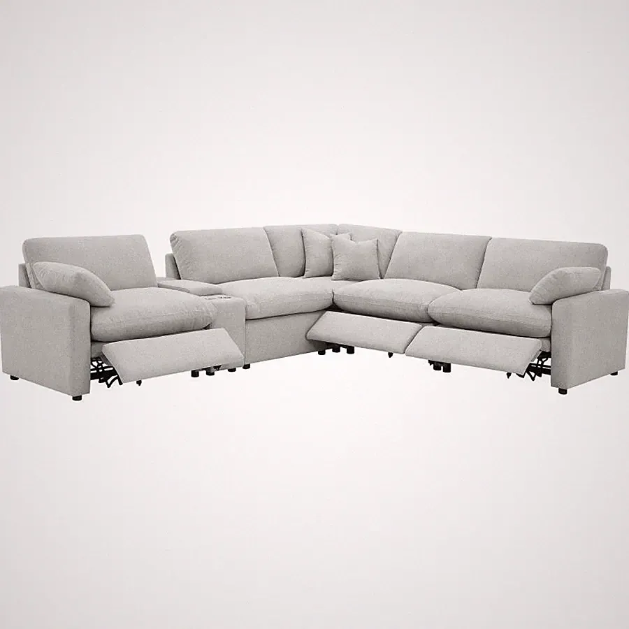 6 PC GREY POWER 3 RECLINER RECLINING WALLHUGGER MODULAR SOFA SECTIONAL FURNITURE