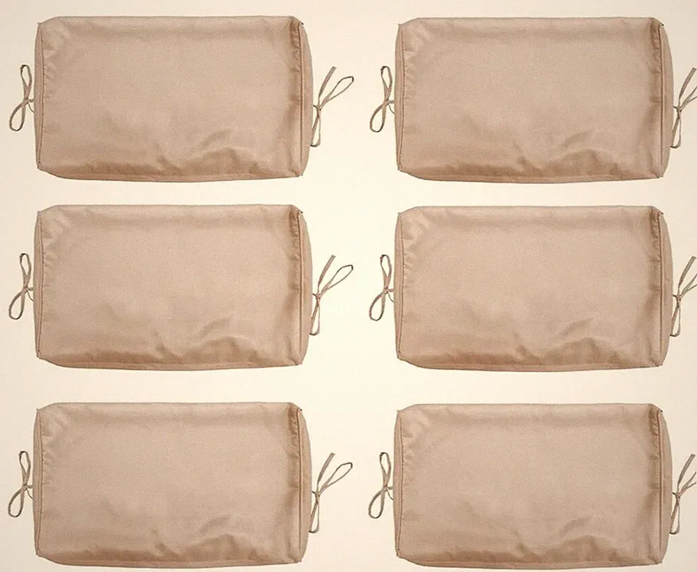 6 Pc Khaki Sand Outdoor Sectional Soft Back Cushion Covers 26 x 13 x 2.5 Read
