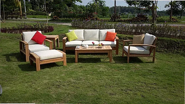 6 PC LARGE TEAK WOOD GARDEN INDOOR OUTDOOR PATIO SOFA SET FURNITURE POOL CADRAS
