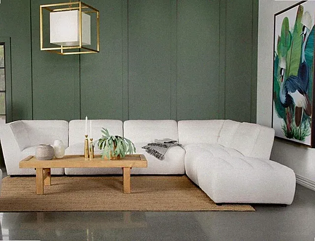 6 PC OFF WHITE FAUX SHEEPSKIN MODULAR SOFA SECTIONAL LIVING ROOM FURNITURE SET